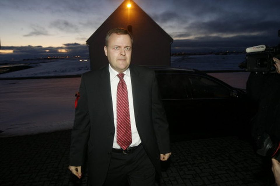 Gylfi Magnússon, verðandi viðskiptaráðherra kemur til Bessastaða.