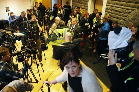 Icelandic journalists eagerly awaiting news.