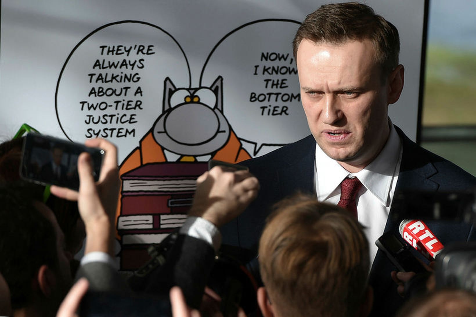 Alexei Navalny á blaðamannafundi á miðvikudaginn.