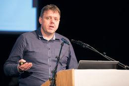 Bjarni Diðrik Sig­urðsson at the Landsvirjun climate conference yesterday.