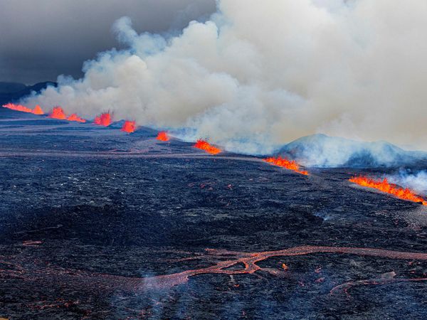 View over the eruption sites yesterday.
