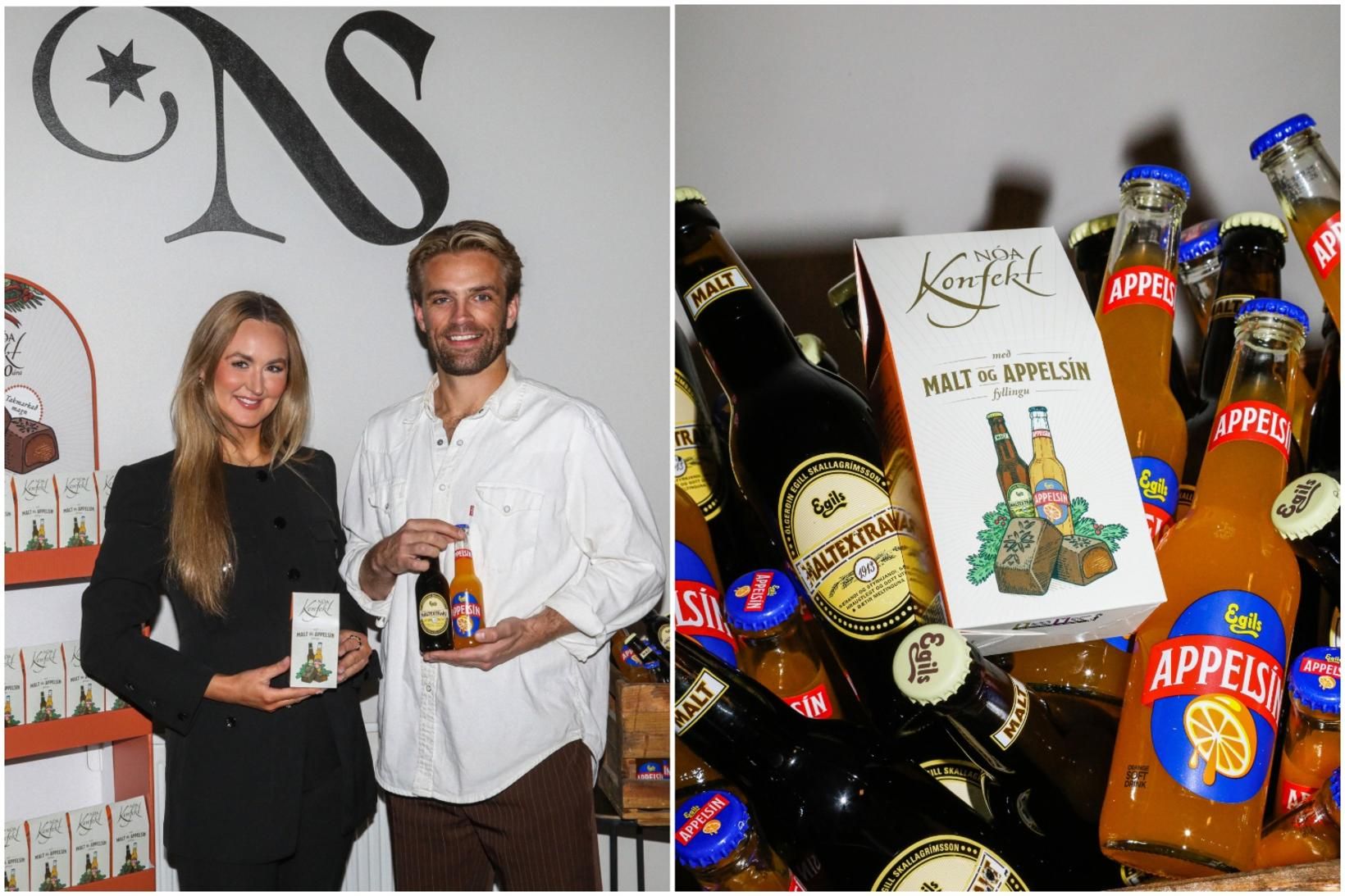 Anna Fríða Gísladóttir framkvæmdastjóri markaðssviðs Nóa Síríus og Davíð Sigurðsson, …