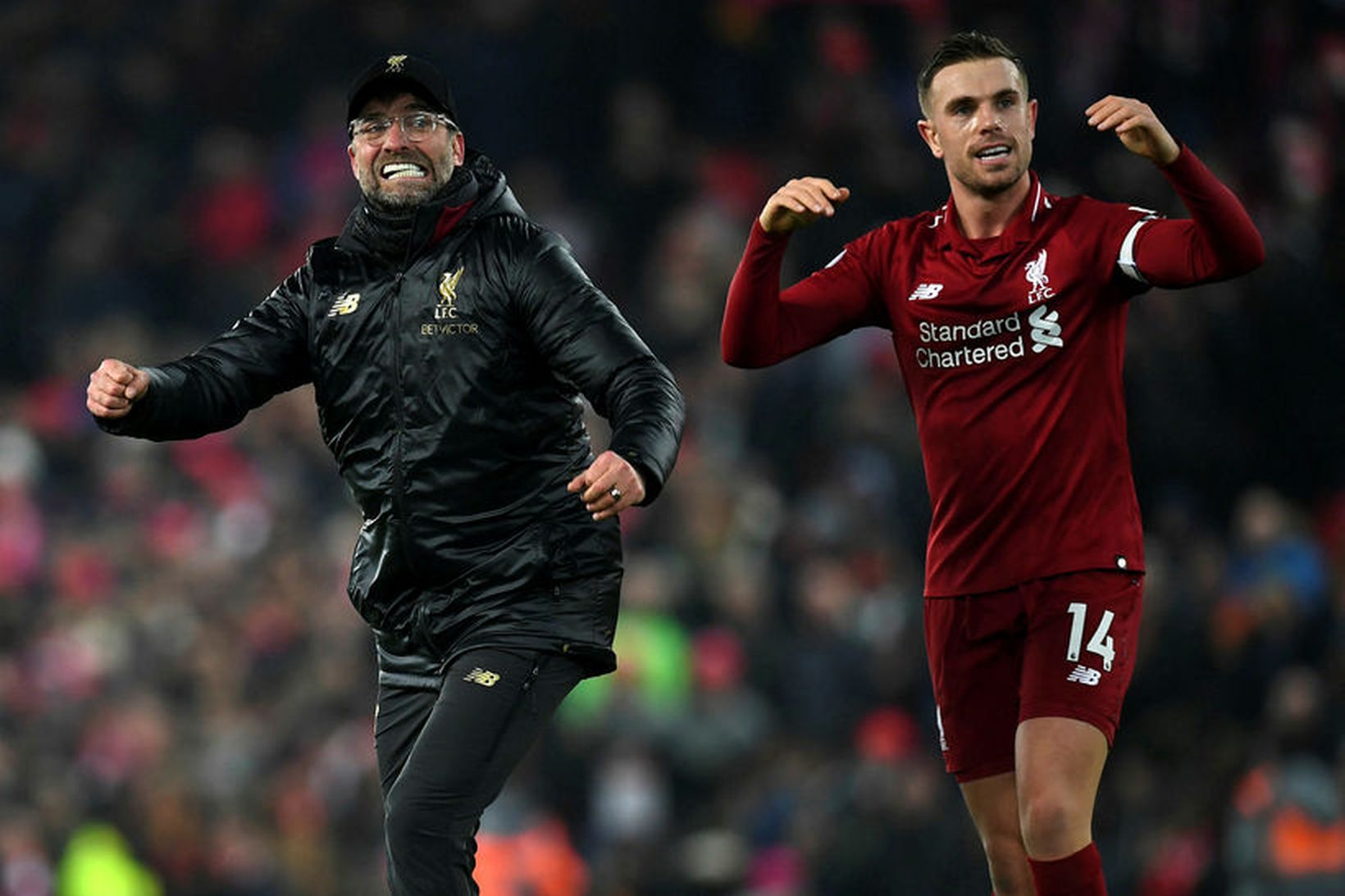 Jürgen Klopp og Jordan Henderson á góðri stundu.