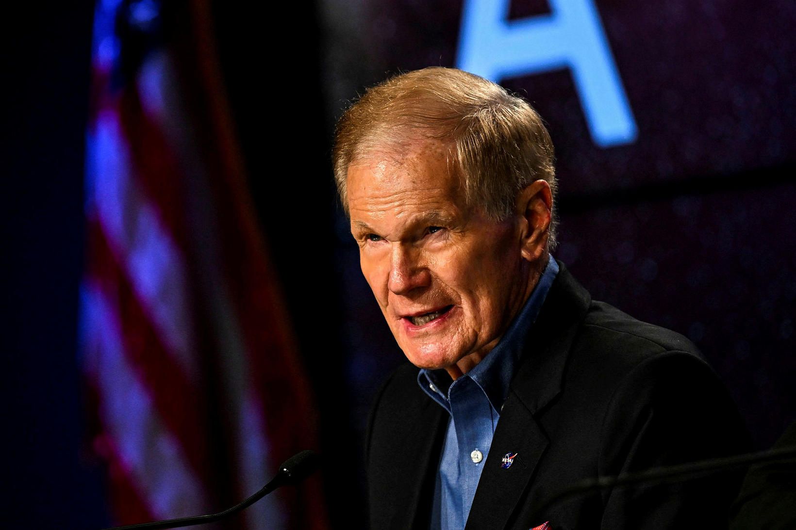 Bill Nelson, stjórnandi hjá NASA, á blaðamannafundi í gær.