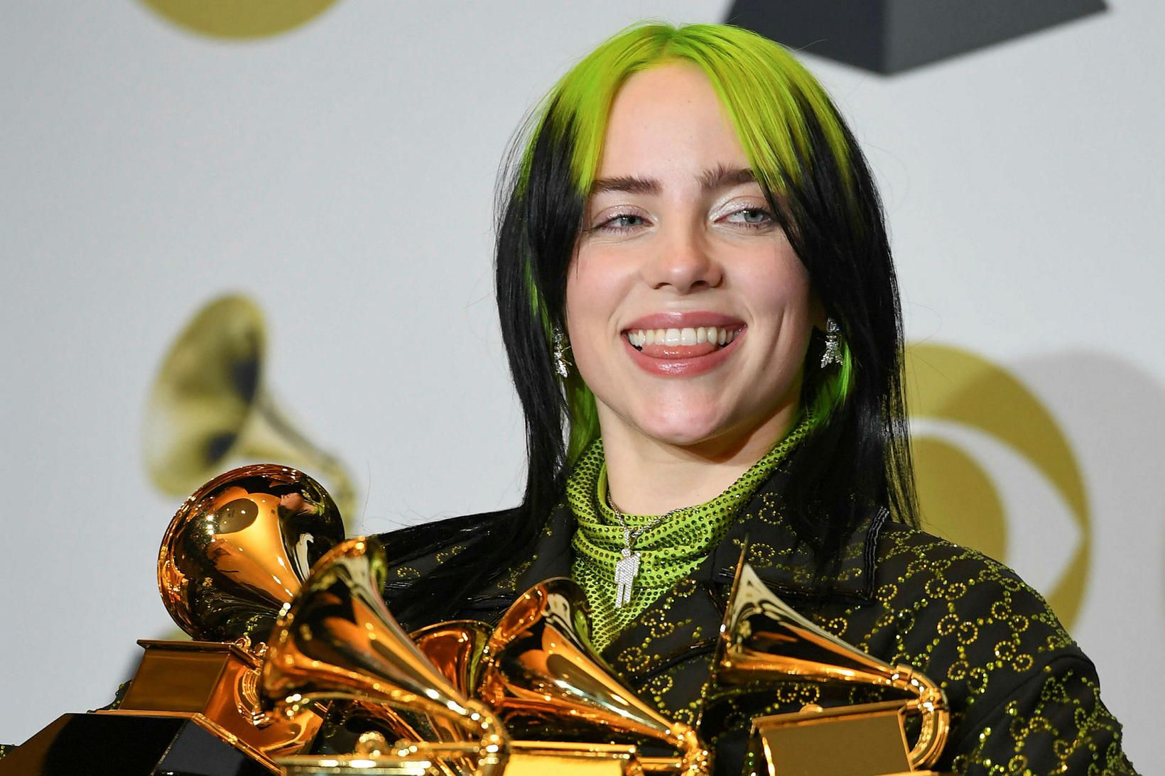 Billie Eilish vann fimm Grammy-verðlaun.