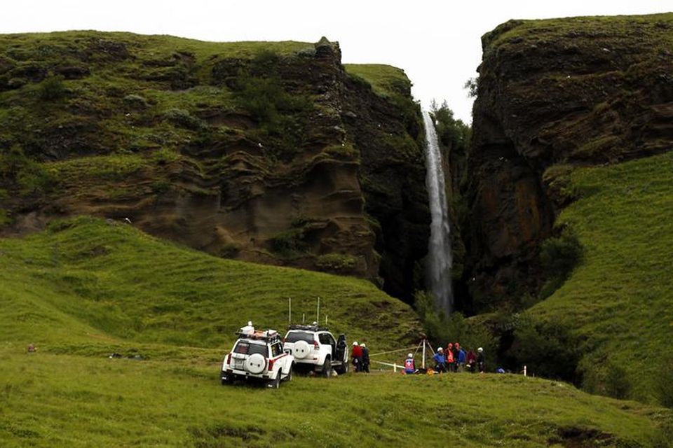 Vatnið fellur um 30 metra í fossinum og segir Jón Heiðar kraftinn vera gríðarlegan.