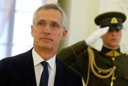 Jens Stoltenberg, framkvæmdastjóri NATO, í Litháen í dag.