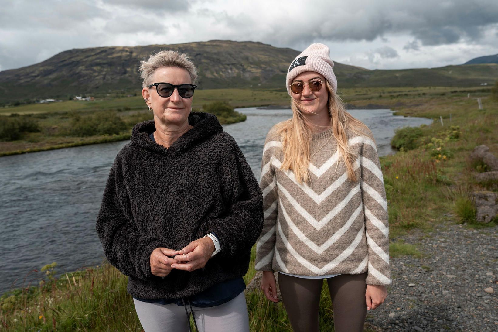 Knappe-mæðgurnar voru hæstánægðar með göngutúrinn.