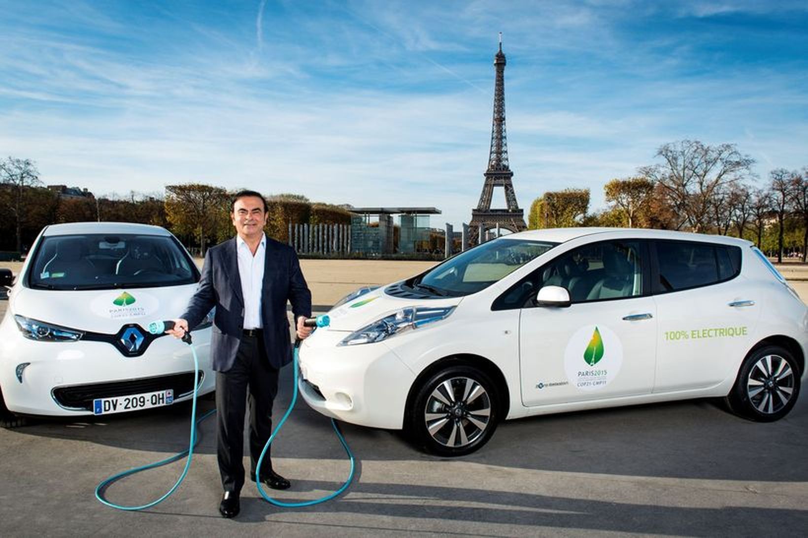 Renault og Nissan lögðu loftslagsráðstefnunni í París til fjölda Zoe- …