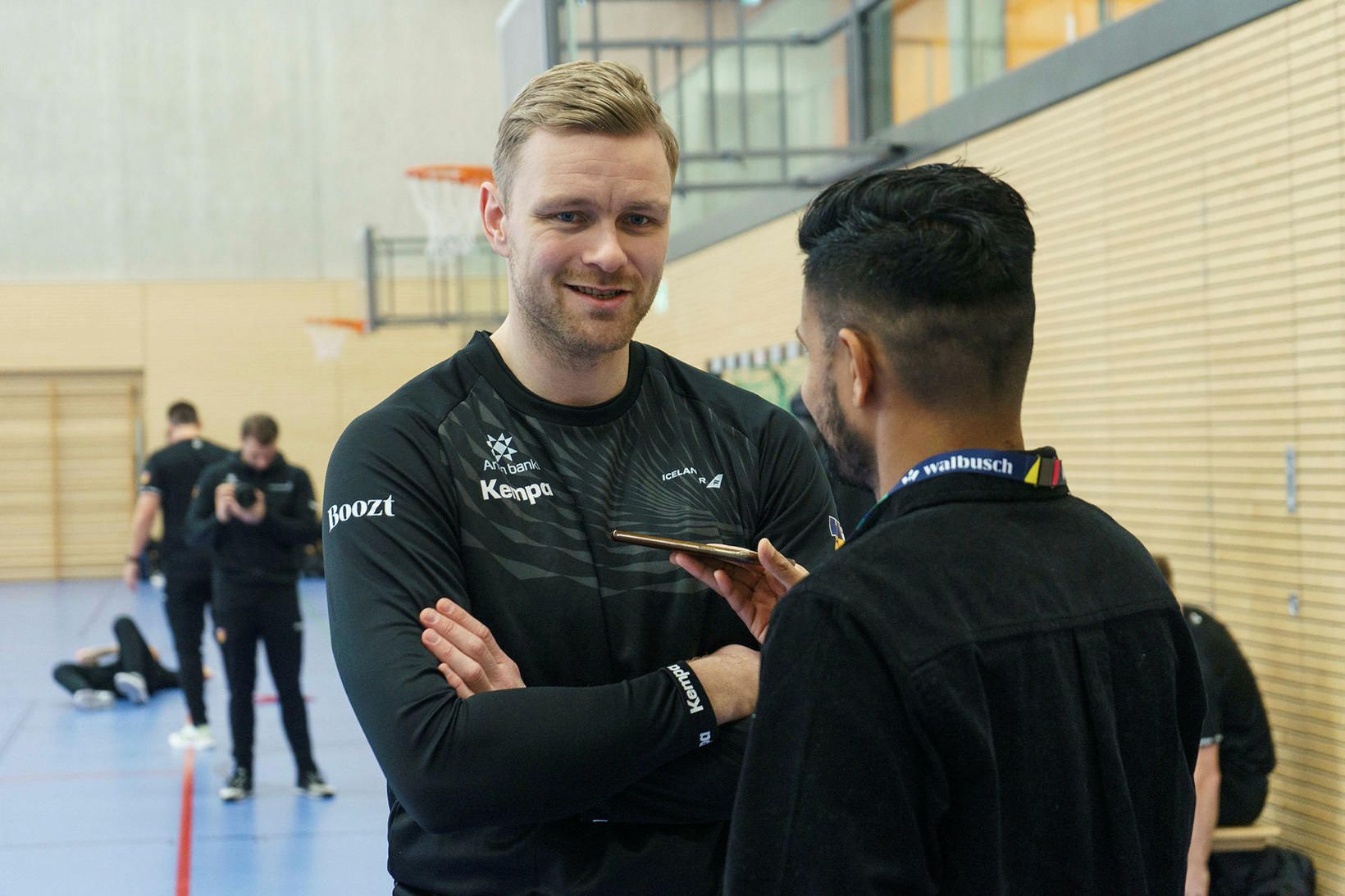 Aron Pálmarsson á æfingu íslenska liðsins í München.