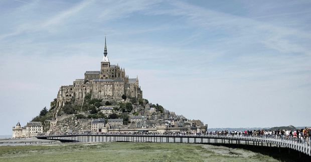 Mont Saint-Michel í Normandí, Frakklandi.