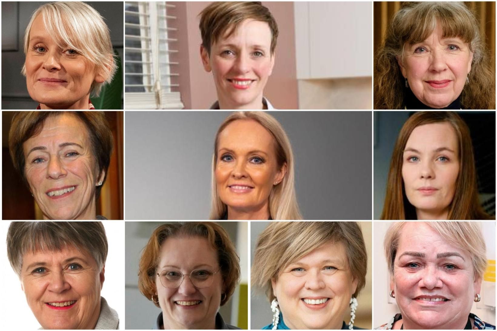 Efsta röð frá vinstri: Sólveig Anna Jónsdóttir, Halla Gunnarsdóttir og …