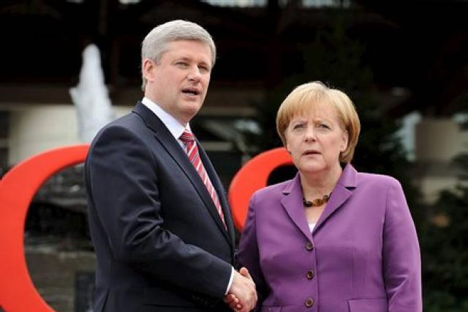 Steven Harper og Angela Merkel