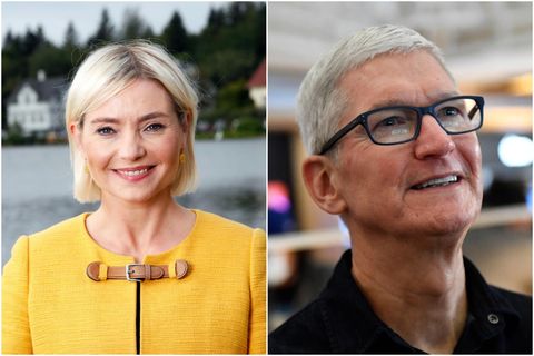 Education Minister Lilja Alfreðsdóttir and Tim Cook, CEO of Apple.
