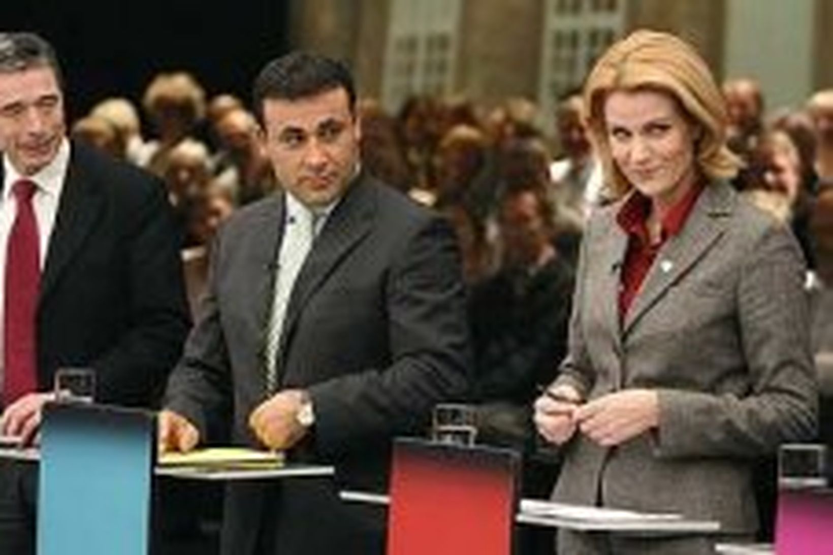 Anders Fogh Rasmussen, Naser Khader og Helle Thorning-Schmidt, leiðtogar þriggja …