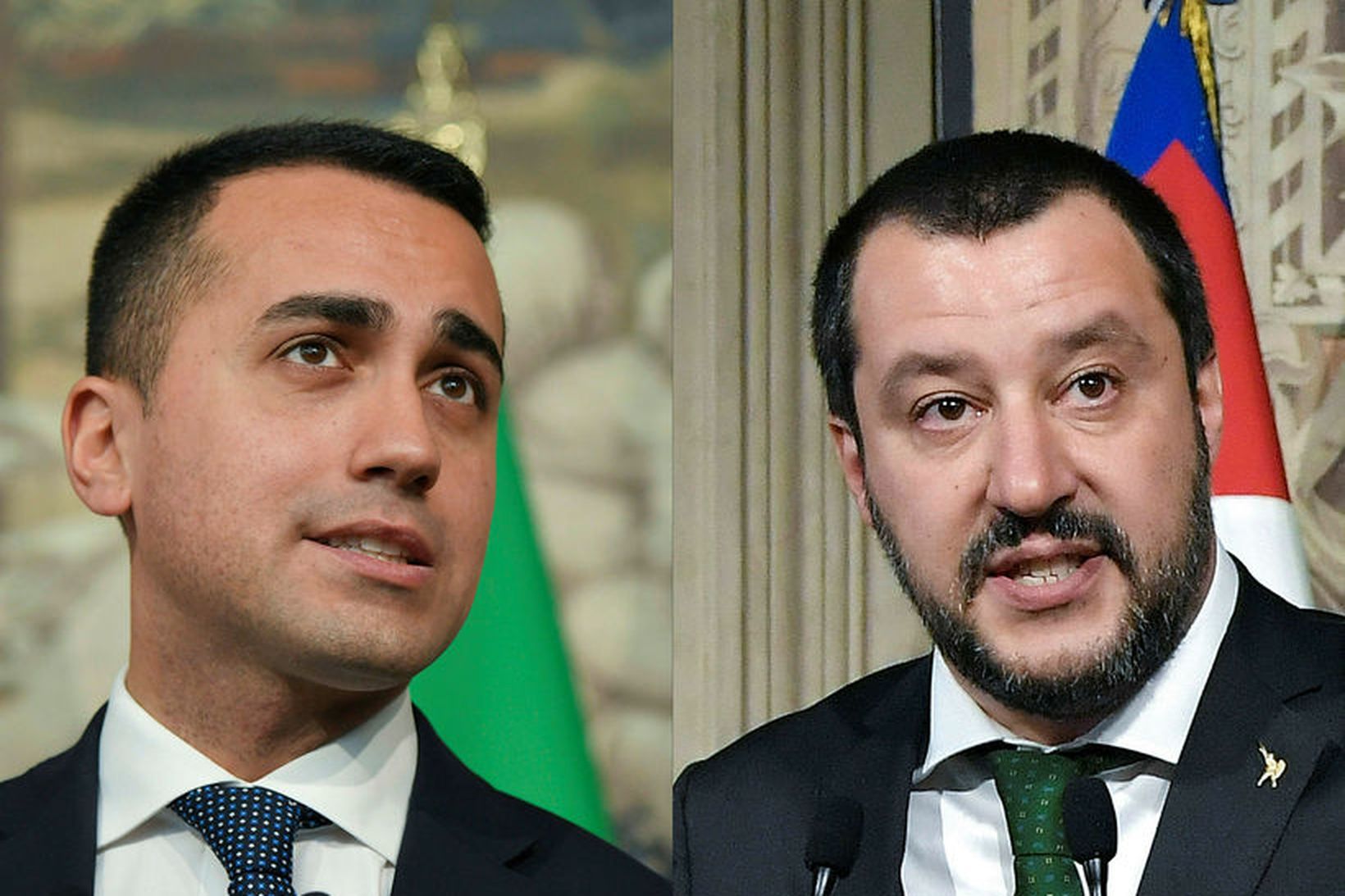 Luigi Di Maio, leiðtogi Fimm stjörnu hreyfingarinnar, og Matteo Salvini, …