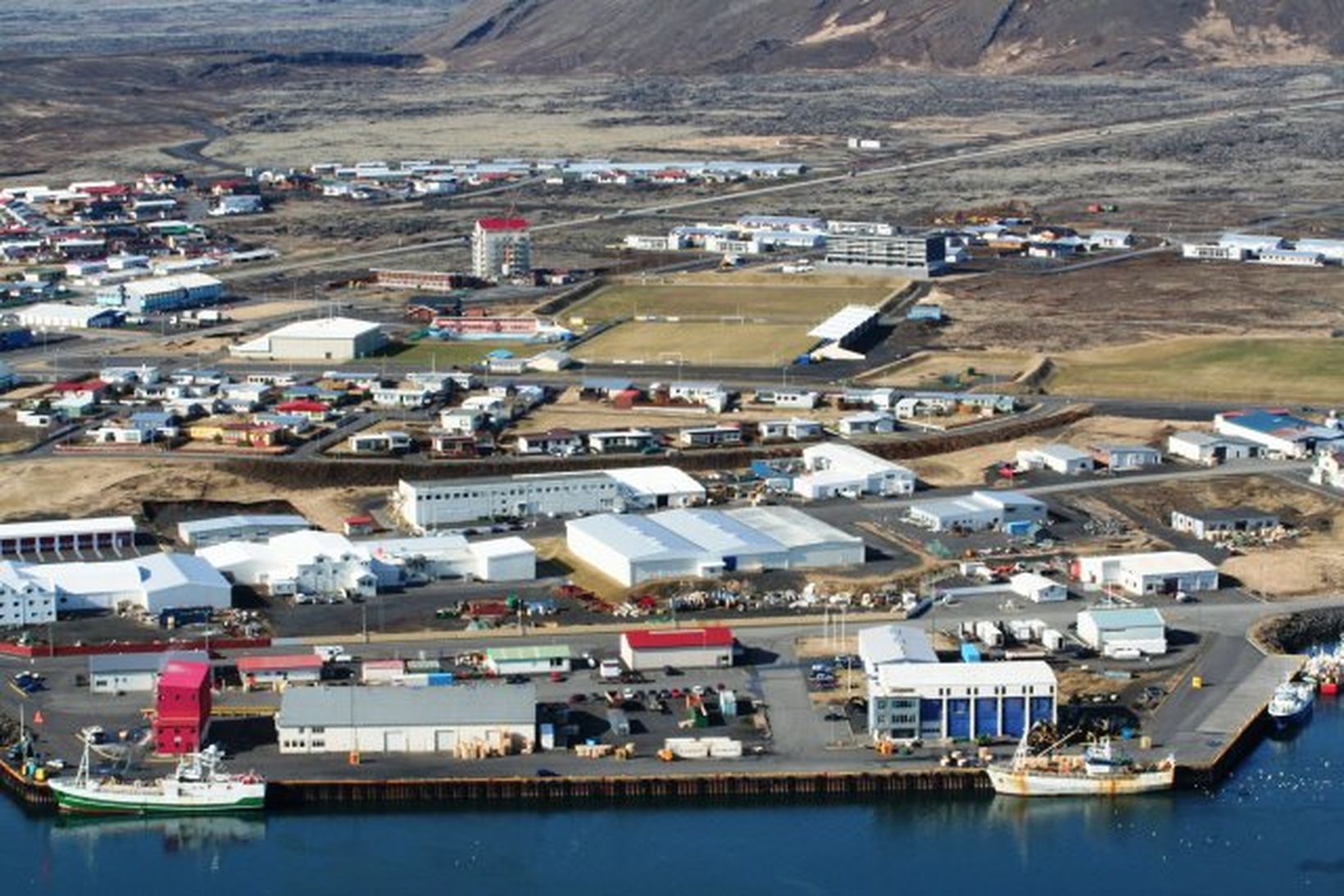 Horft yfir Grindavík.