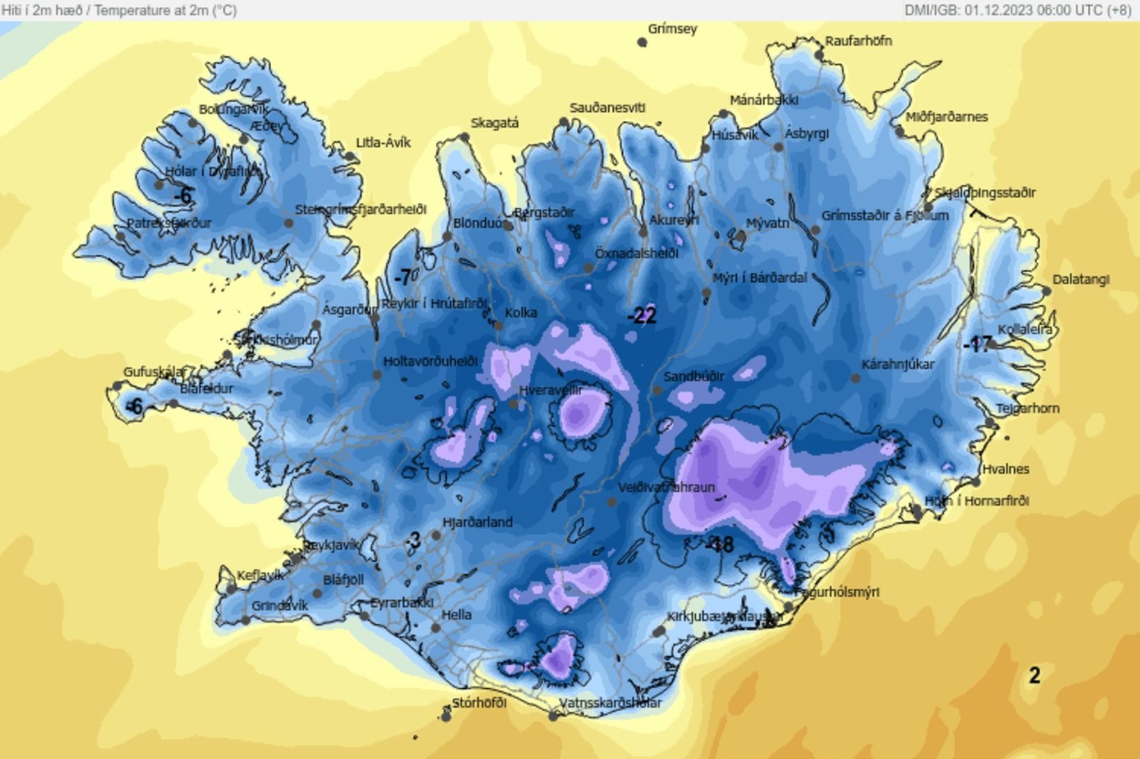 Kuldaspáin á landinu kl. 14 á morgun.