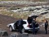 A police car at the scene near Vatnsskarð in Sveifluháls, north of Kleifarvatn Lake.