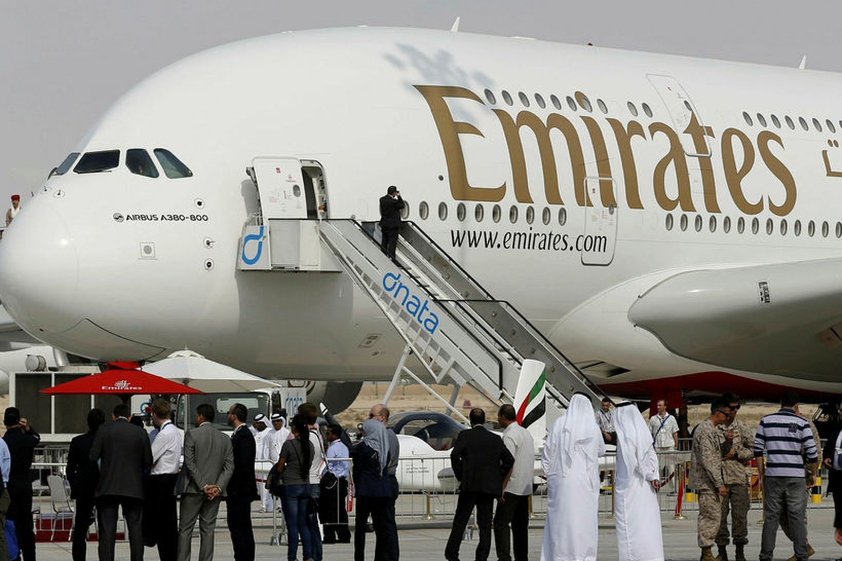 A380-þota sem flýgur undir merkjum Emirates.