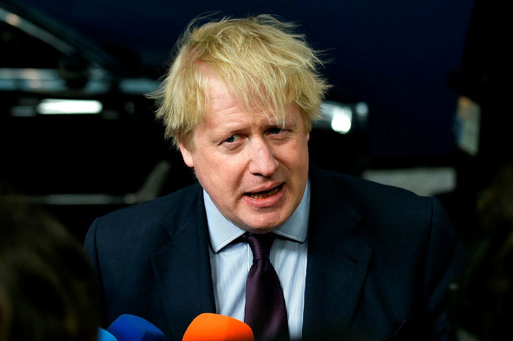 Boris Johnson ræddi við blaðamenn áður en fundur hans og …