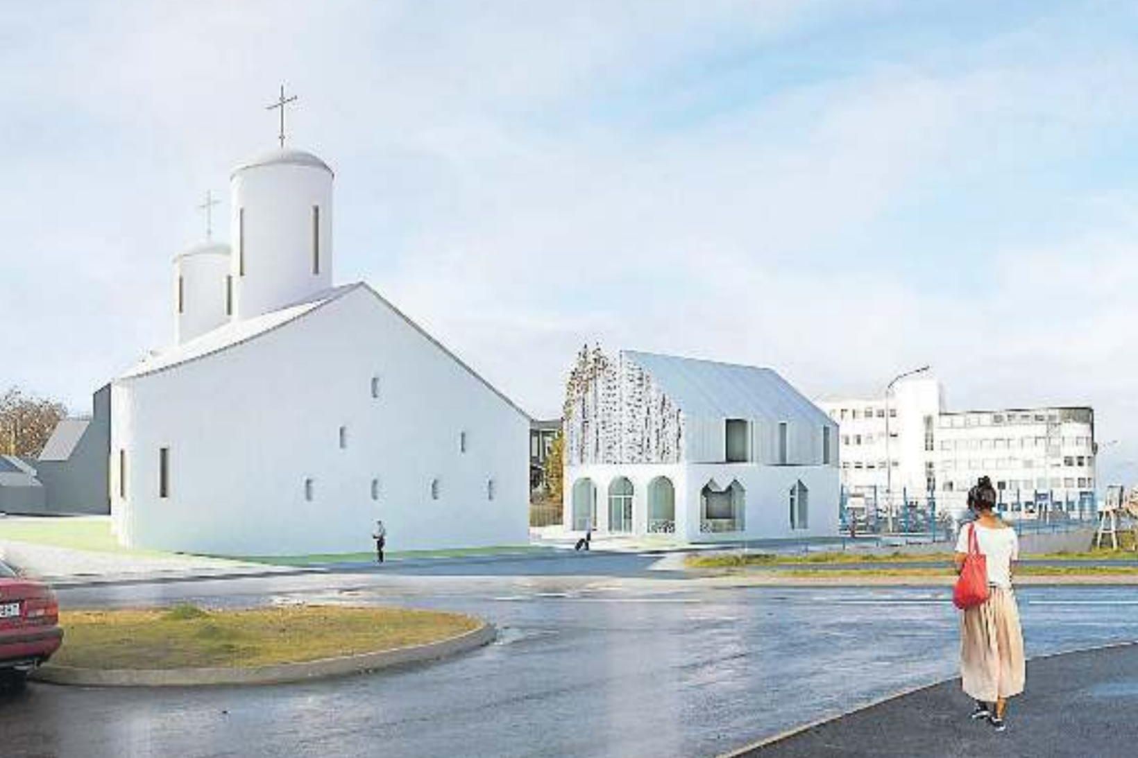 Svona mun kirkjan líta út samkvæmt hugmyndum arkitekts. Söfnuður Moskvu-Patríarkatsins …