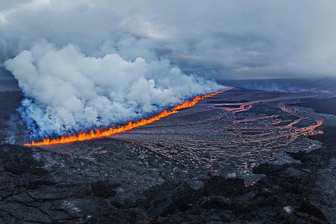 Frá gosstöðvunum er eldgosið hófst 16. júlí.