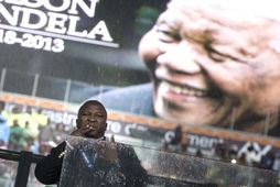 Thamsanqa Jantjie "túlkaði" fyrir Barack Obama, barnabörn Mandela og fleiri.