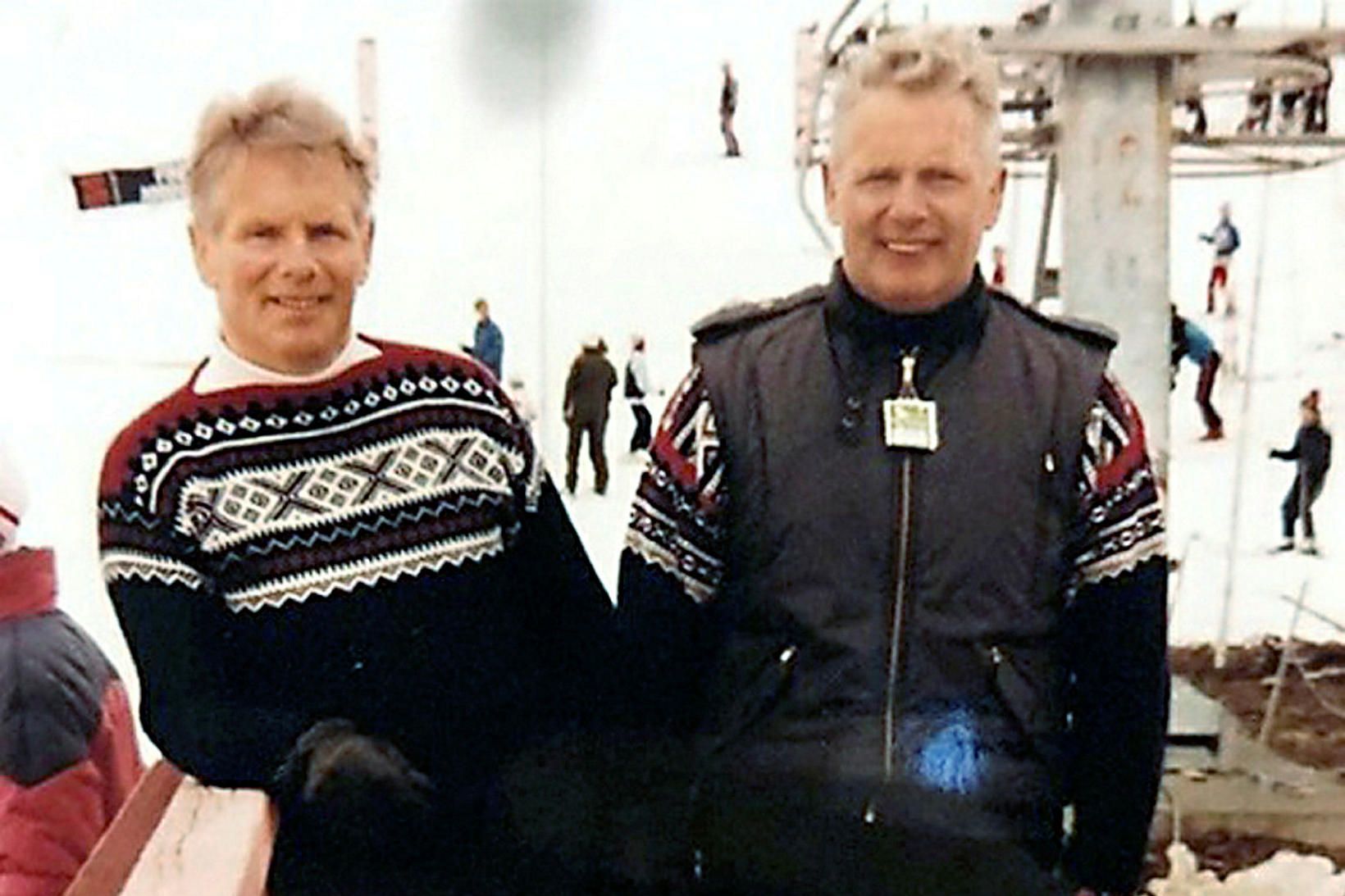 Tvíburabræðurnir Baldvin (t.v.) og Vilhelm Þorsteinssynir í Hlíðarfjalli.
