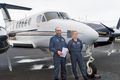 Síðasta flugið Flugstjórarnir Friðrik H. Friðriksson og Vibecke Hoel á Hornafjarðarflugvelli.