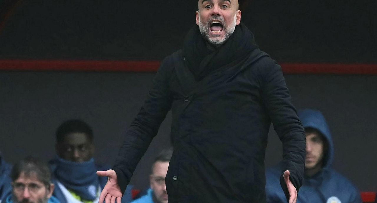 Pep Guardiola á hliðalínunni í dag.