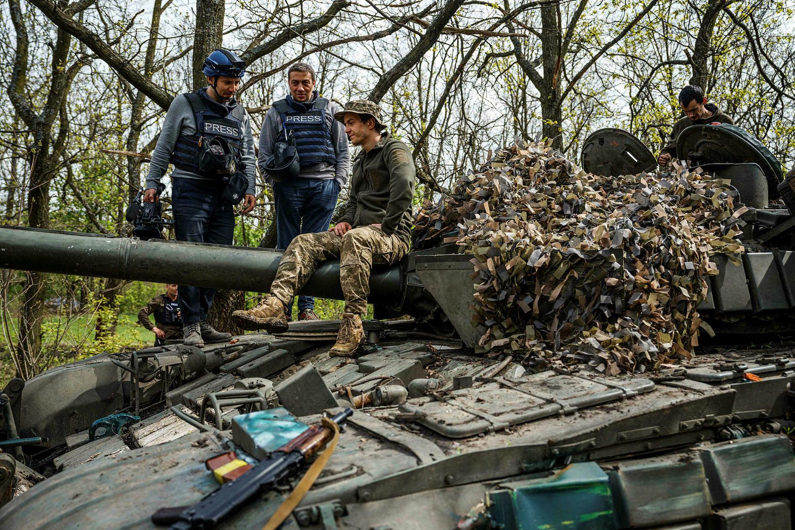 Úkraínskir hermenn nálægt Donbass í Úkraínu.