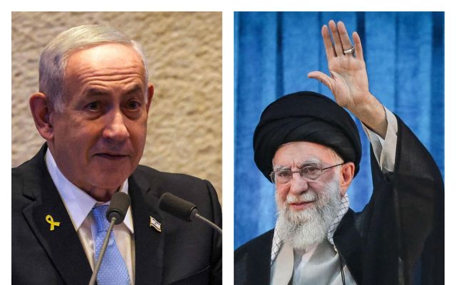 Benjamín Netanjahú, forsætisráðherra Ísraels og Ali Khamenei, æðsti klerkur Írans.