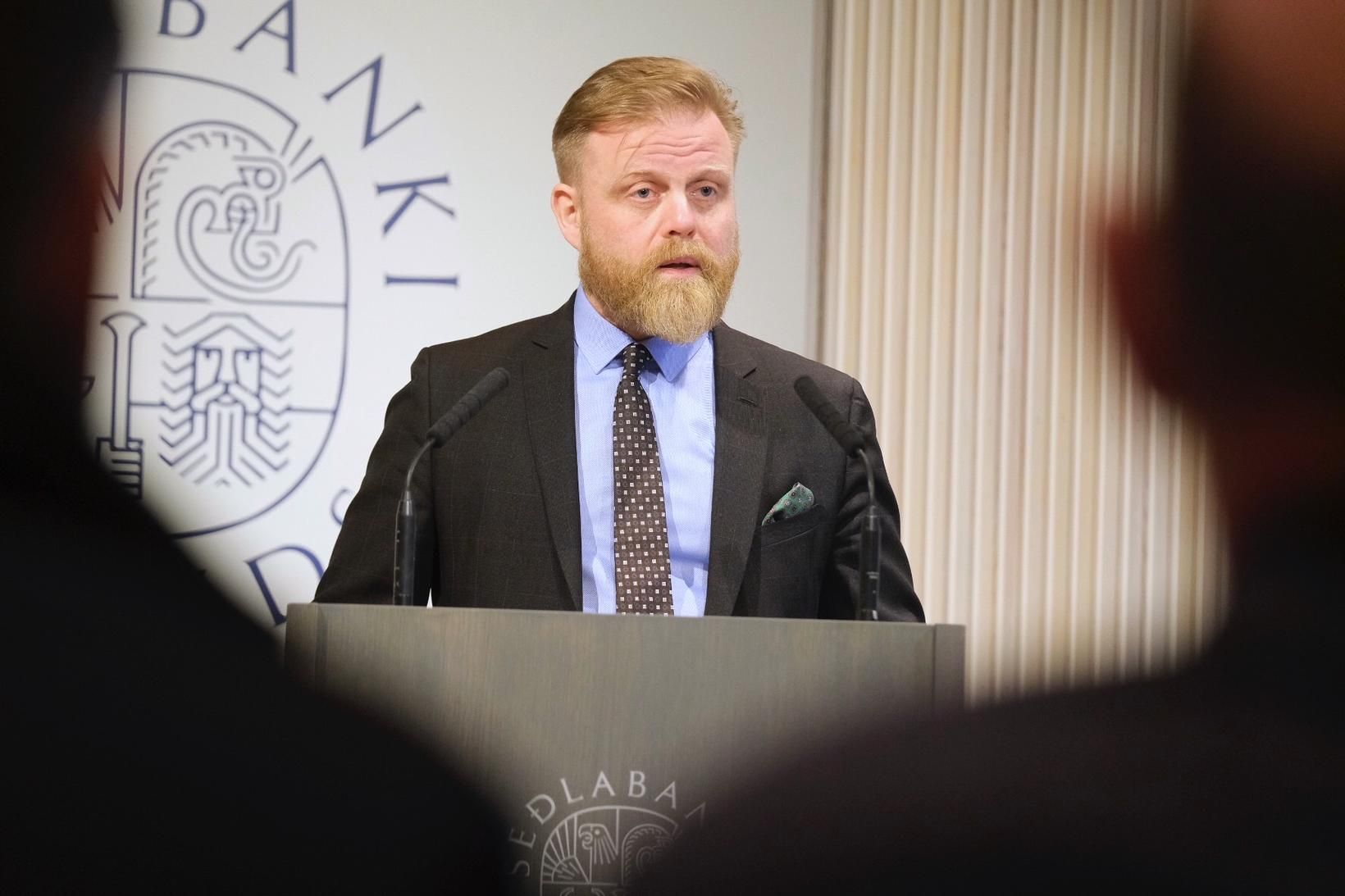 Ásgeir Jónsson seðlabankastjóri á fundinum í dag.