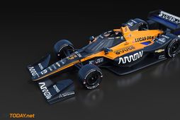 Arrows McLaren bíllinn sem teflt verður fram til keppni í IndyCar mótunum í Bandaríkjunum í …