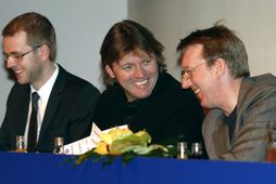 Jón Sigurðsson, Jón Ásgeir Jóhannesson og Pálmi Haraldsson á aðalfundi FL Group 2008.