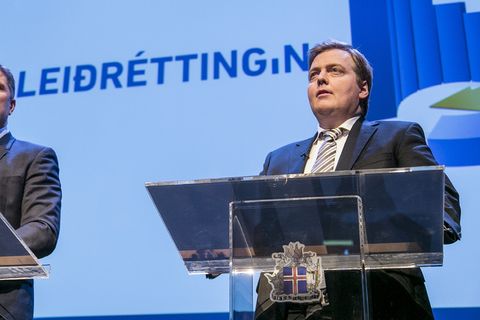 Bjarni Benediktsson og Sigmundur Davíð Gunnlaugsson árið 2014 er þeir kynntu leiðréttinguna.