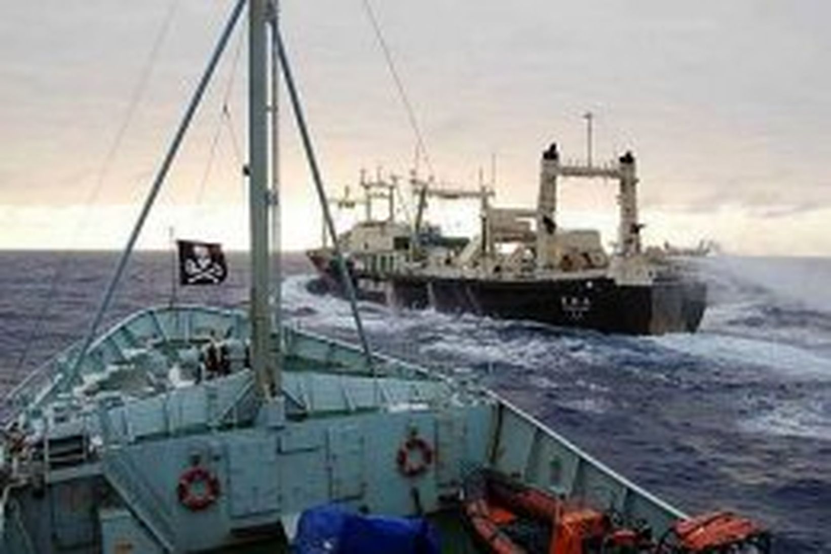 Robert Hunter, skip Sea Shepherd samakanna, fylgir japanska hvalveiðiskipinu Nisshin …