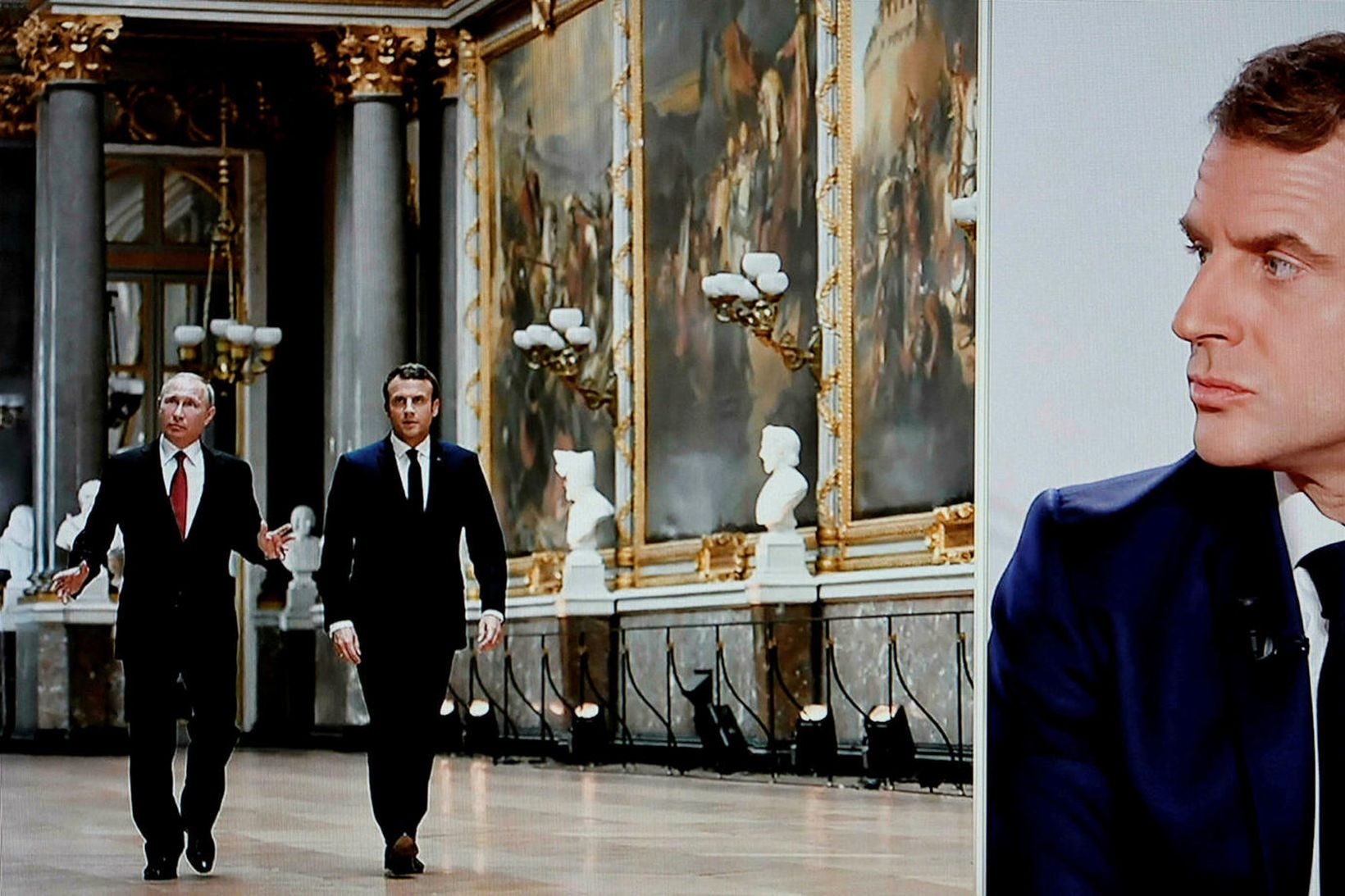 Vladimír Pútín og Emmanuel Macron.