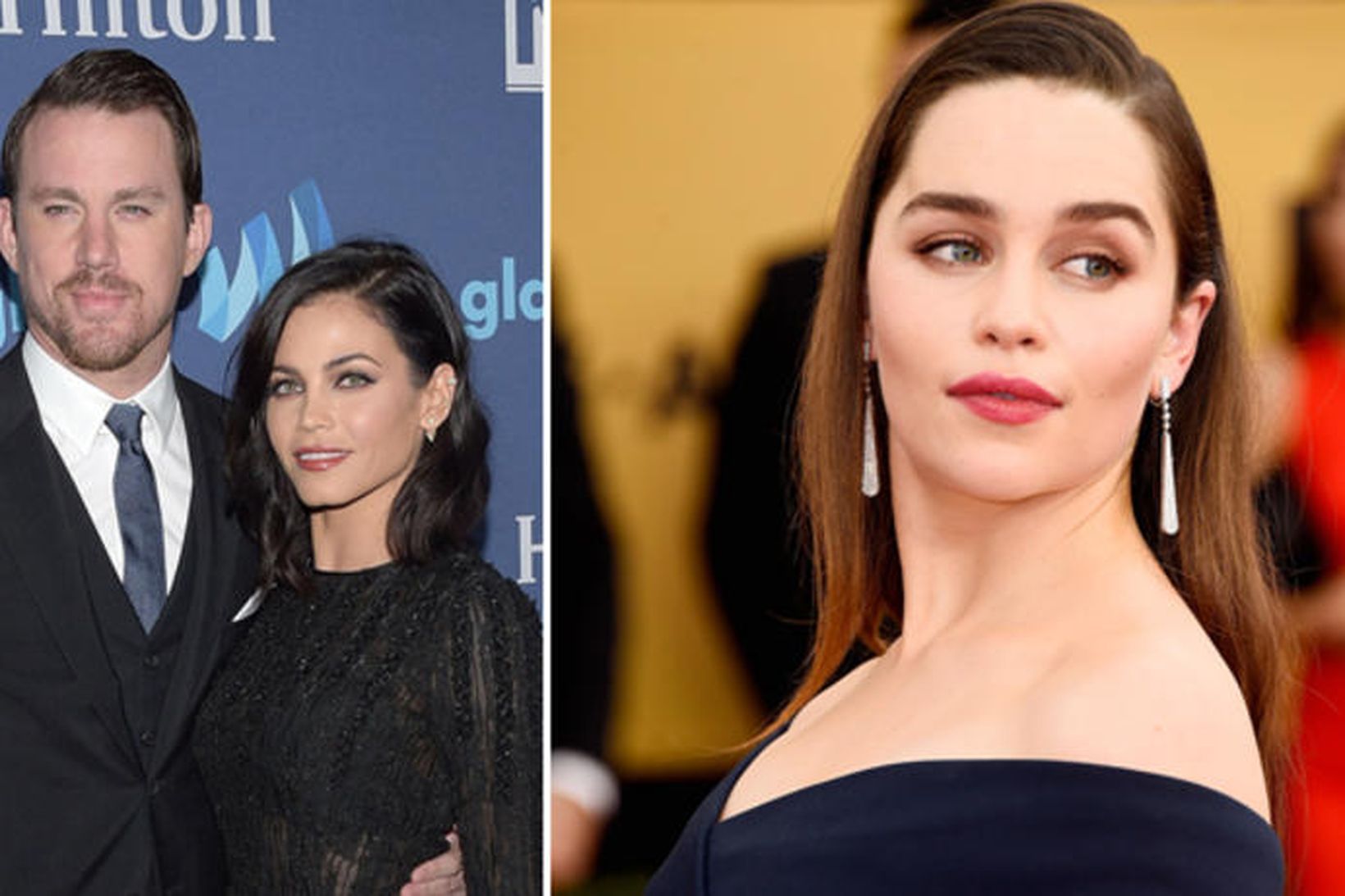 Leikkonan Emilia Clarke (t.h.) bað hjónin Channing Tatum og Jennu …