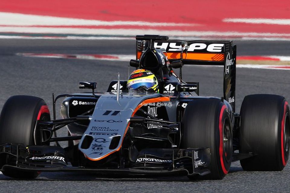 Sergio Perez hjá Force India setti þriðja besta tíma dagsins í Barcelona.
