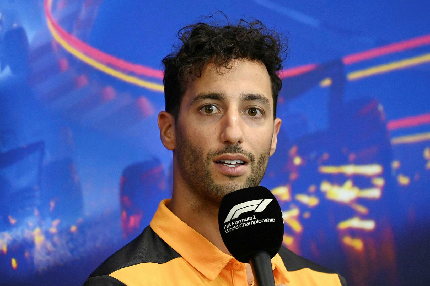 Daniel Ricciardo á blaðamannafundi fyrir kappaksturinn í Belgíu um helgina.