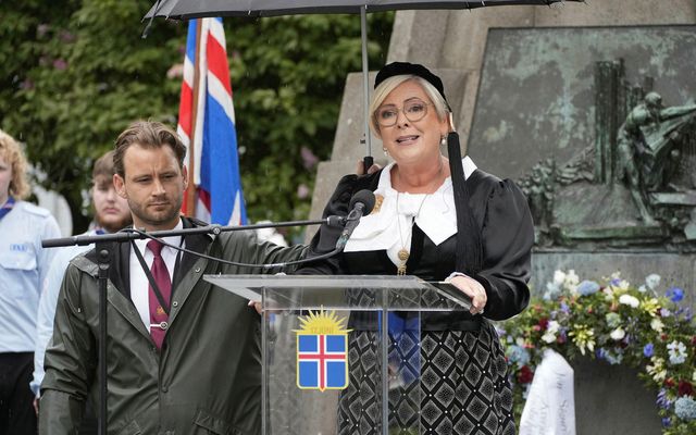 The President of Iceland, Halla Tómasdóttir, delivered the National Day address today at Austurvöllur.