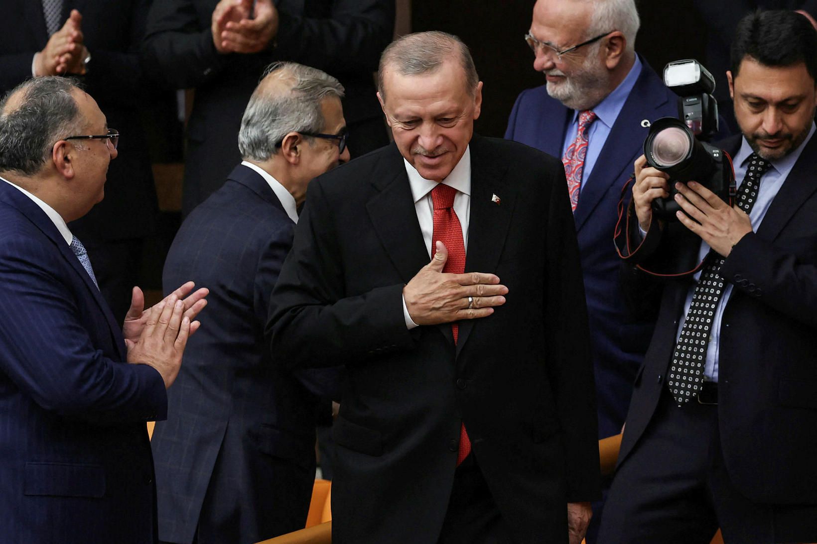 Erdogan á þiginu í morgun.