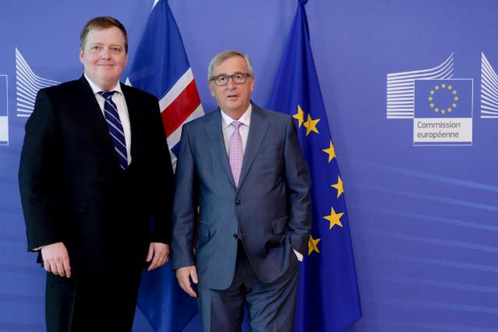 Sigmundur Davíð og Jean-Claude Juncker fyrir fundinn í Brussel í …