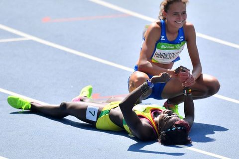 Aníta Hinriksdóttir after her qualification heat in Rio today.