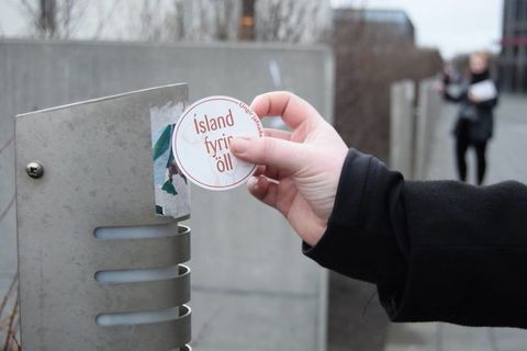 Iceland is for everyone, it says on one version of the sticker.