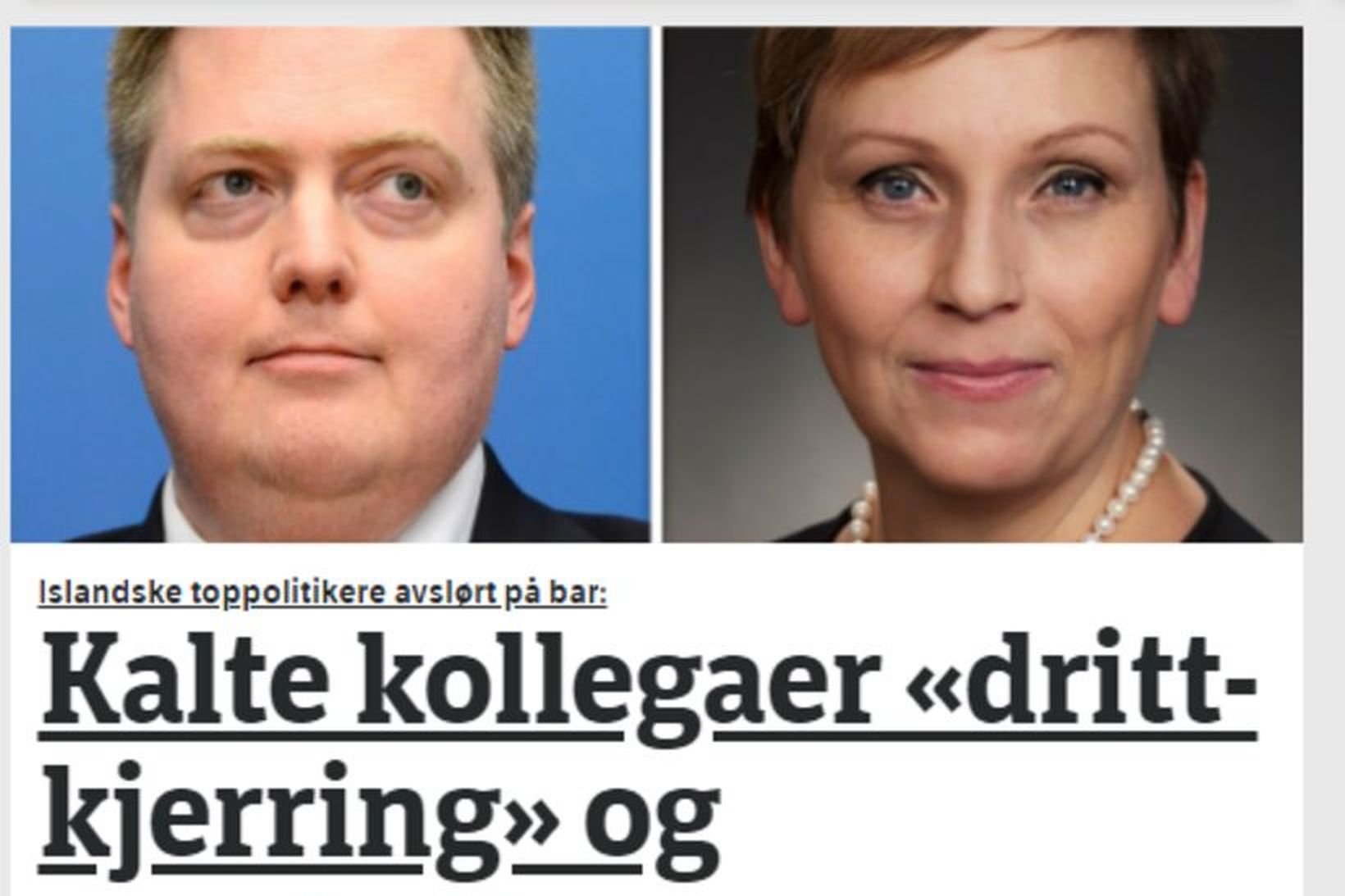 Skjáskot af efstu frétt vefsíðu NRK í morgun.