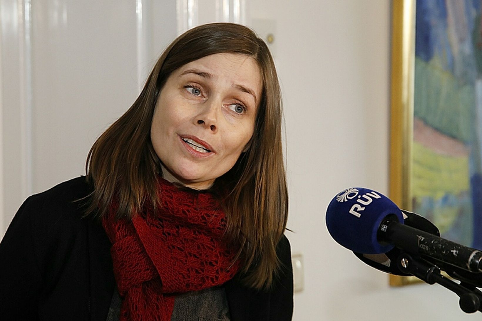 Katrín Jakobsdóttir, formaður Vinstri grænna, á Bessastöðum.