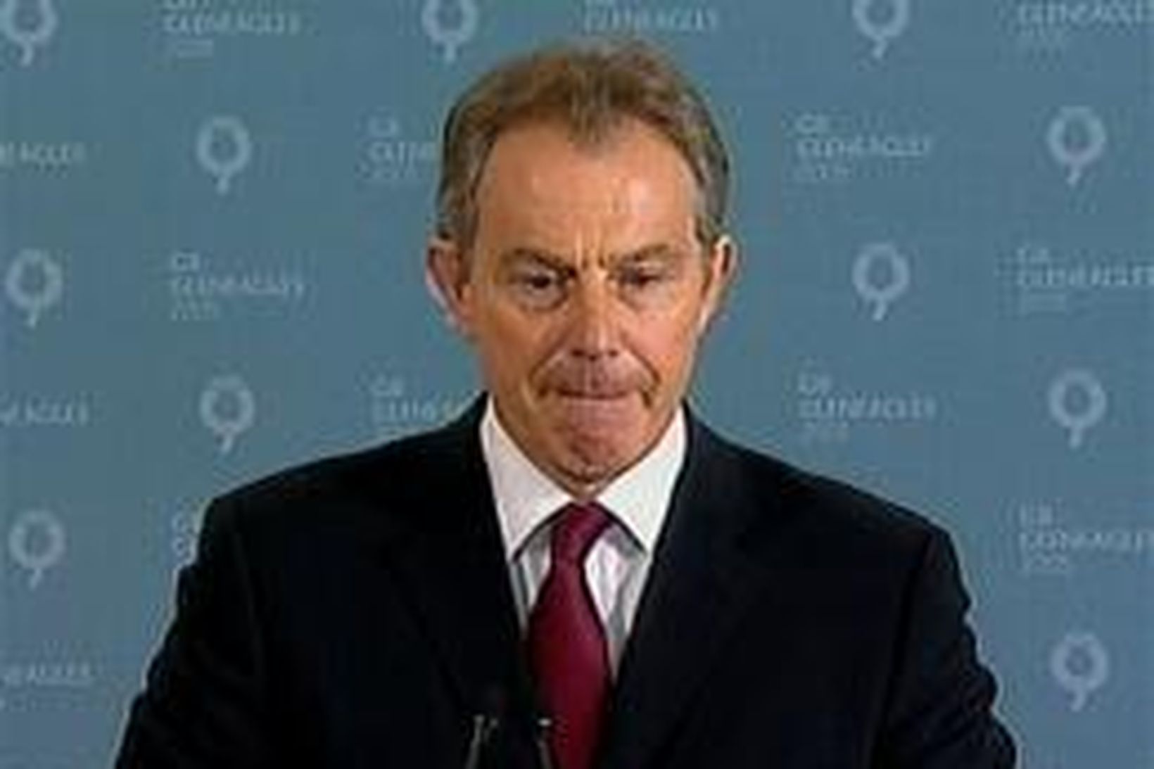 Blair þegar hann flutti ávarp sitt í Gleneagles í dag.